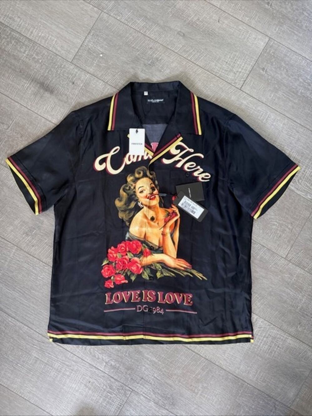 Dolce & Gabbana Silk “Pin Up Come Here” Hawaiian Shirt – IT 42 / L